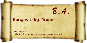 Benyovszky Andor névjegykártya